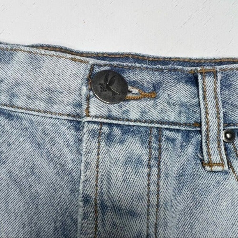 One Teaspoon Bandits Light Wash Distressed Denim Shorts Size 27 Frayed Hem - Picture 6 of 11